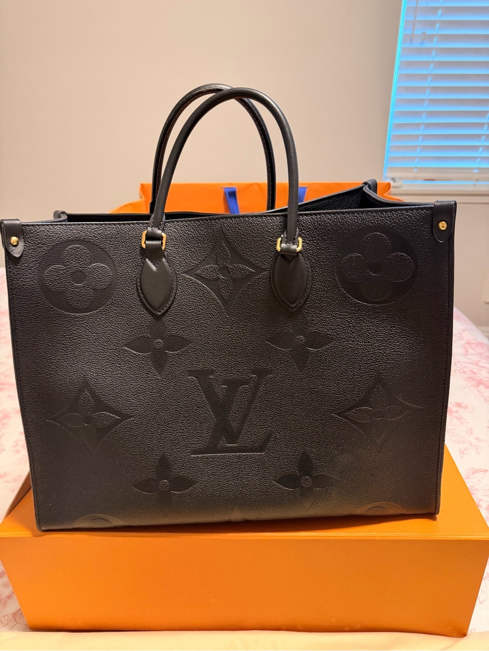 Louis Vuitton Black Embossed Monogram OnTheGo Tote Bag GM